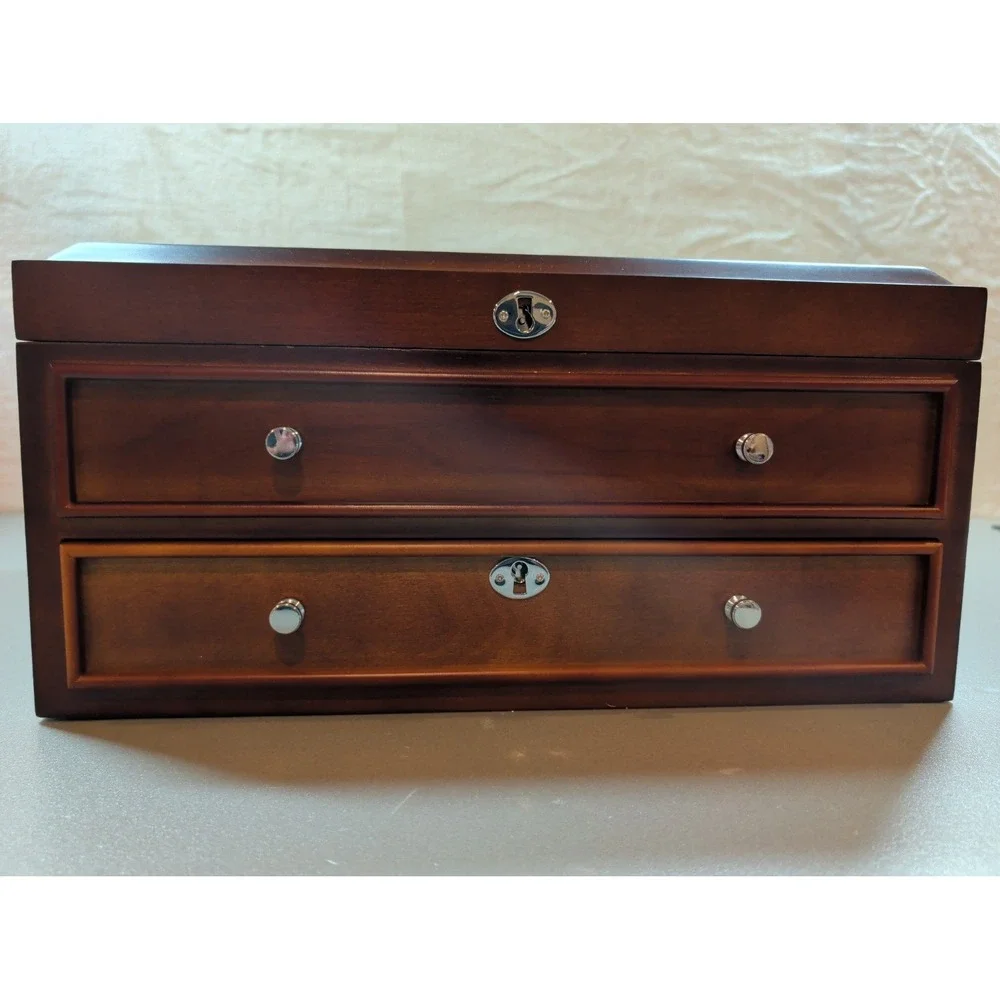 PCS Locking Wooden Coin Storage Cabinet Chest Morgan Peace Dollar Box